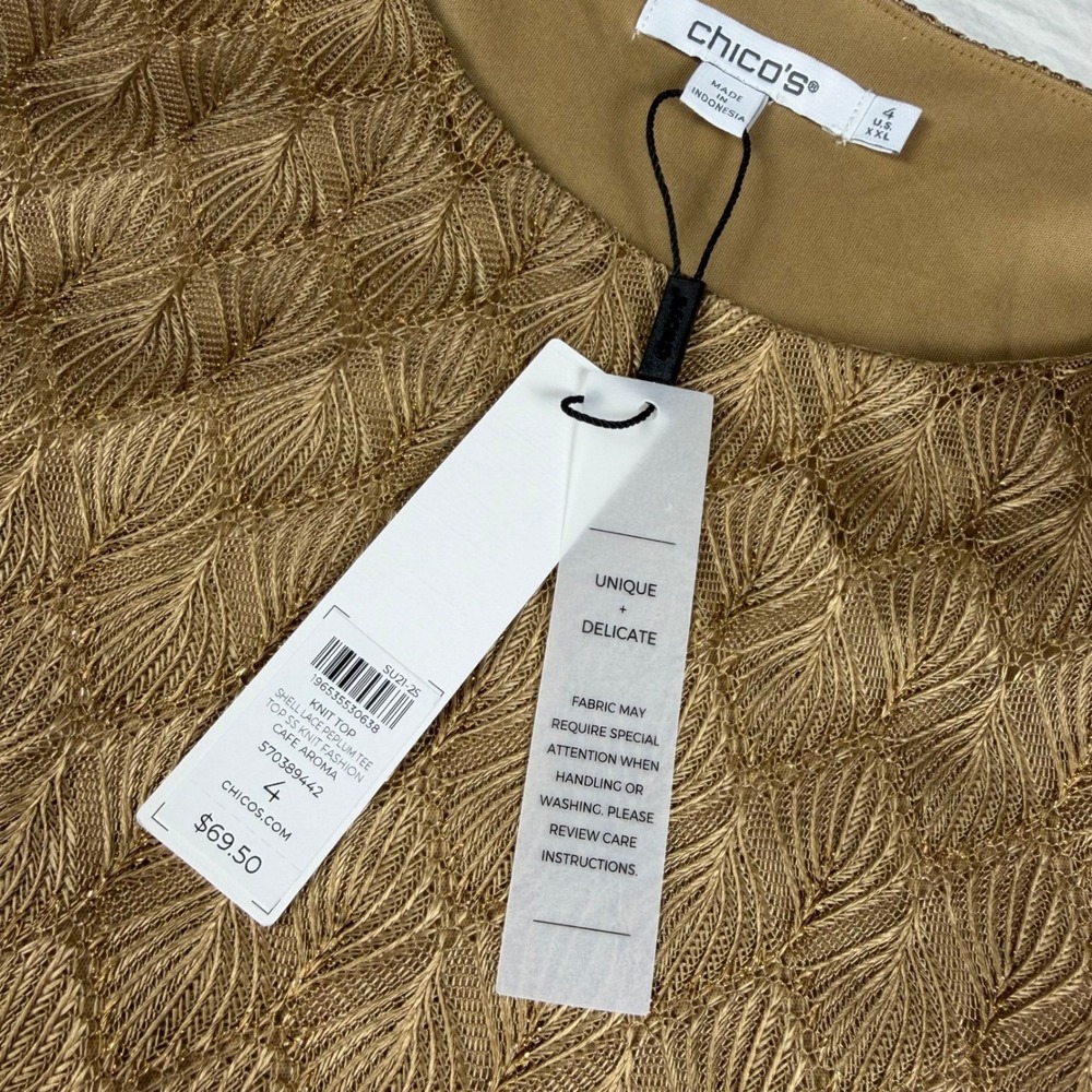 Chico's Women's Tan Textured Knit Top
